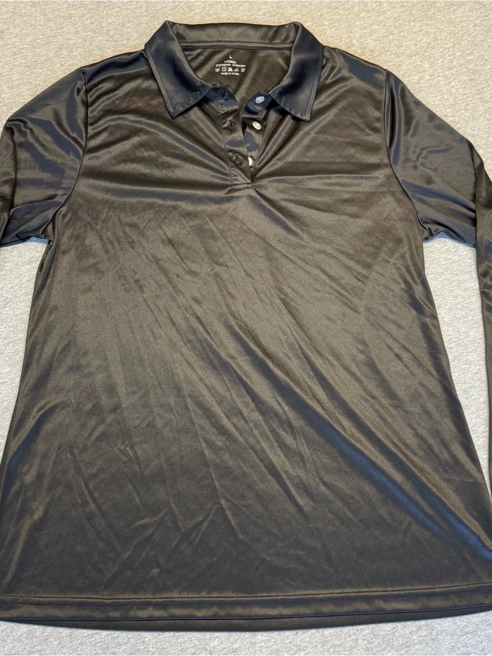 Black Long-Sleeve Polo Tee for Women